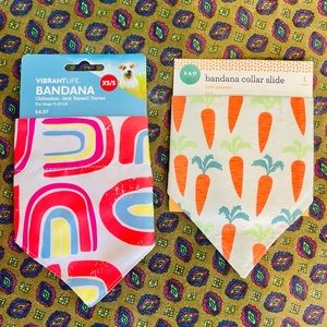 2 Dog Collar Bandanas - Rainbows and Carrots Size Small - NWT